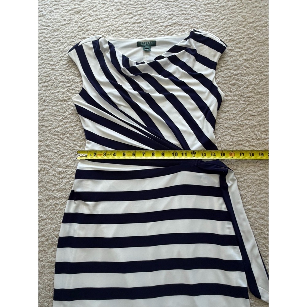 Ralph Lauren Striped Sheath Dress Side Tie‎ Navy White Size 4 - Picture 14 of 15